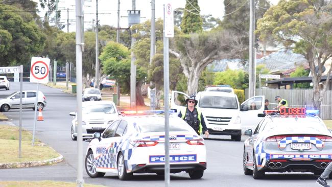 Police at the scene of a serious crash involving a car and an e-scooter on Richmond Drive in Wilsonton about 11am on Tuesday, October 10 2023.