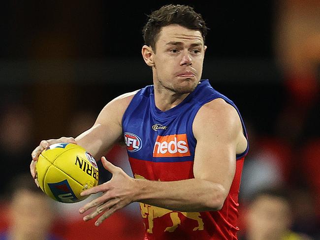 AFL Round 10. Richmond vs Brisbane at Metricon Stadium, Gold Coast.  04/08/2020.  Lachie Neale of the Lions  out of the middle Q2  . Pic: Michael Klein