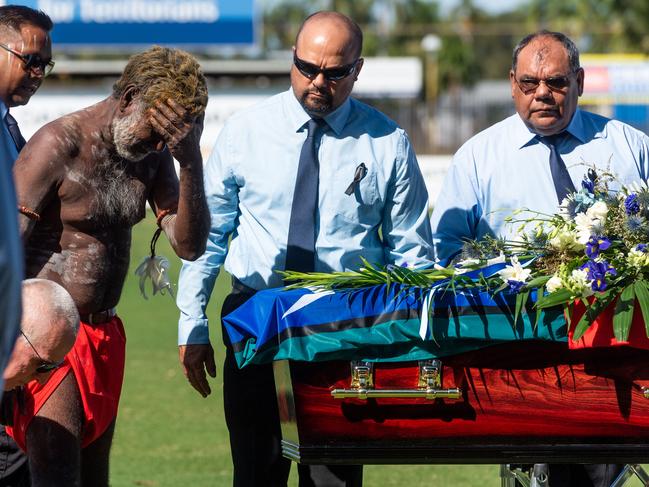 John Ah Kit was fare welled at a State Funeral at TIO Stadium by many hundreds of mourners.  Picture: Che Chorley