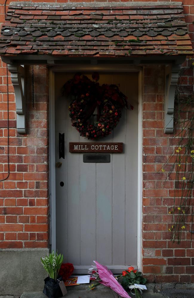 Floral tributes are left outside the house of George Michael in Goring Oxfordshire, England. Picture: AP