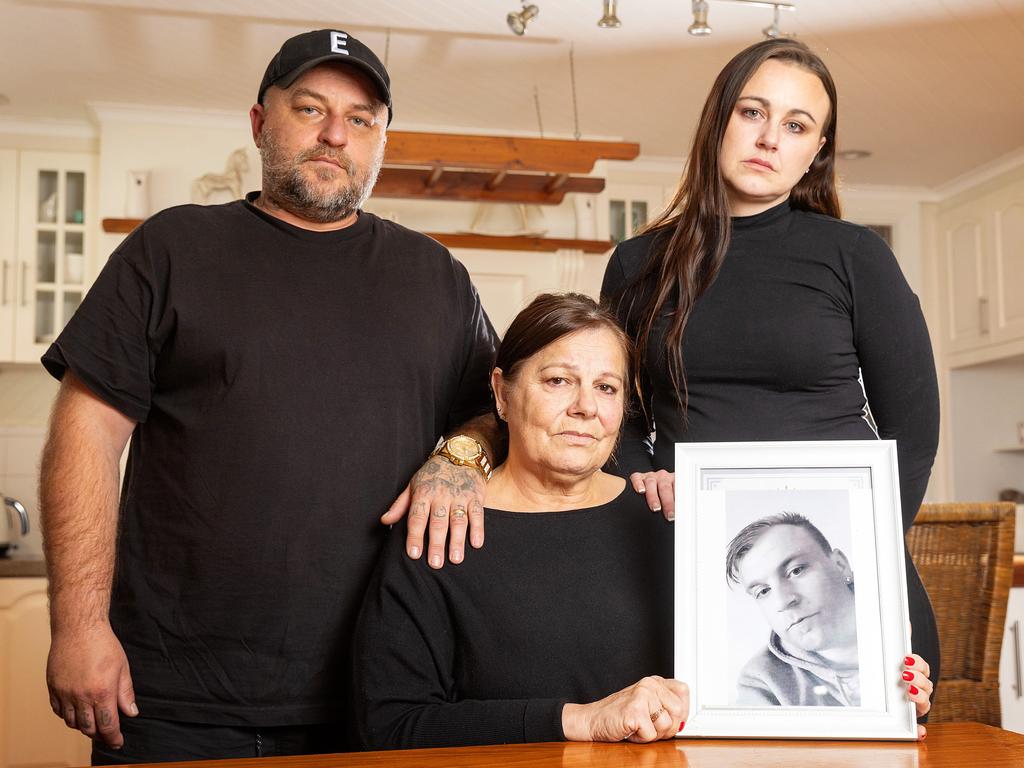 The family of Scott Muston, cousin Mick Kucek and mother and sister Bozica and Toni Muston, want answers over his death. Picture: Mark Stewart