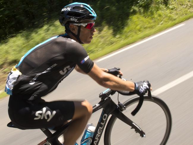 Richie Porte rides in the pack during the 187.5km of the 11th stage of the Tour de France.