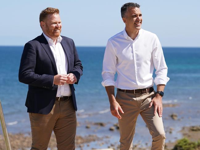 Labor's candidate for the seat of Black, Alex Dighton with opposition leader Peter Malinauskas. Picture: Supplied