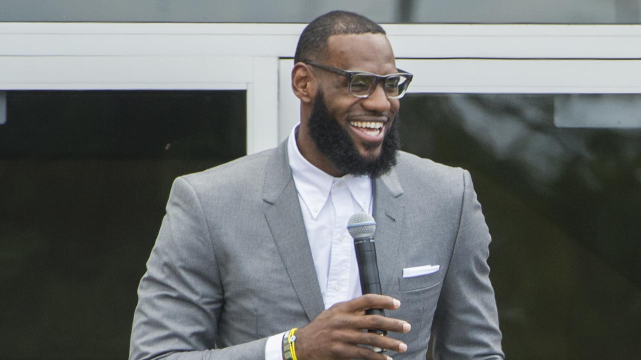 LeBron James speaks at the opening ceremony for the I Promise School in Akron. (AP Photo/Phil Long)