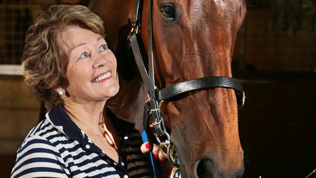 Trainer Helen Page with Rudy ahead of Prime Ministers Cup day at the Gold Coast Turf Club. Photo: Glenn Hampson.