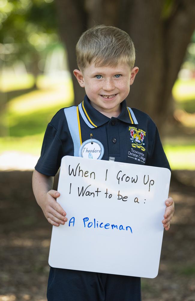 Toowoomba Christian College prep student Teddy on the first day of school, Tuesday, January 28, 2025. Picture: Kevin Farmer