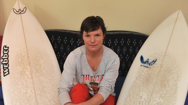 Nell Schofield and surfboards pictured in 2012.