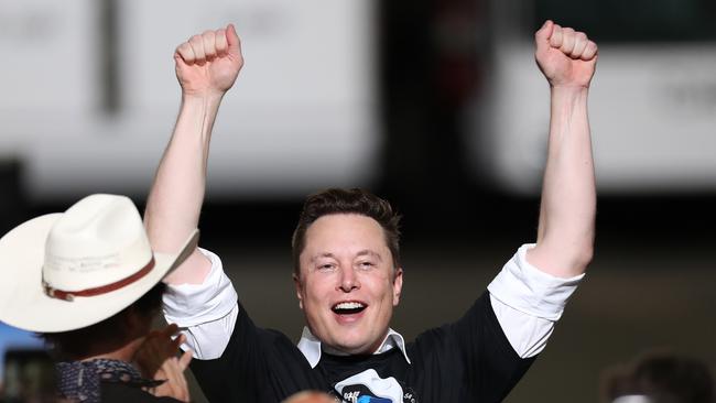 SpaceX founder Elon Musk celebrates after the successful launch of the SpaceX Falcon 9 rocket. Picture: AFP