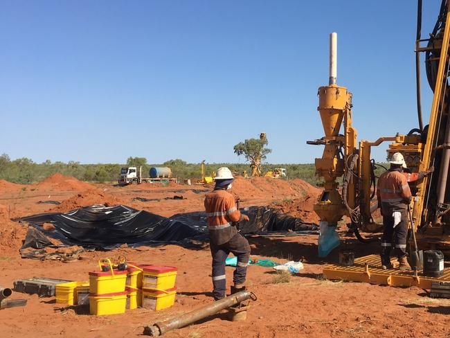 Tennant Minerals rigs on site at the Bluebird prospect about 40km from Tennant Creek