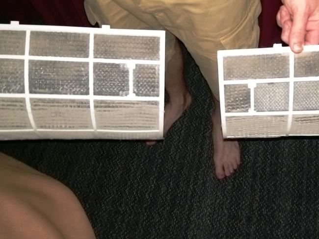 They took the air conditioner apart and were shocked at the dust accumulated in it.