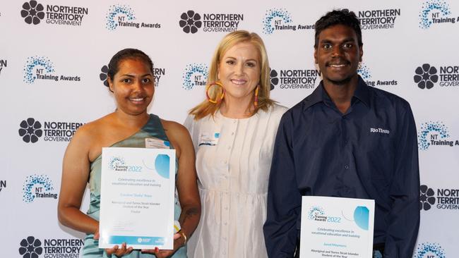 2022 NT Training Awards Aboriginal and Torres Strait Islander Student of the Year finalists with their category sponsor Santos.