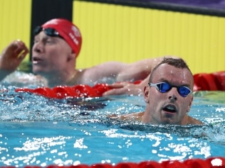 Kyle Chalmers takes a moment after winning his semi-final. Picture: Michael Klein