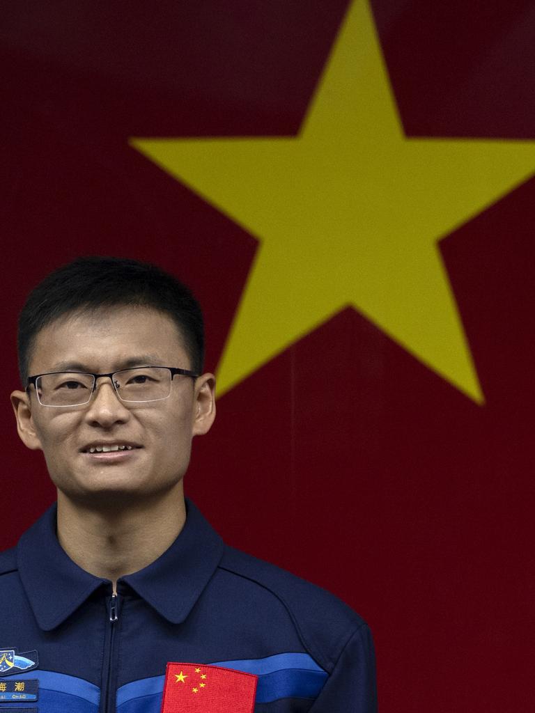 Gui Haichao, seen at a pre-launch press conference has become China’s first civilian in space. on May 29, 2023 in Jiuquan, China. Picture: Kevin Frayer/Getty Images