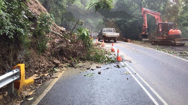 Land slips have been impacting the Kuranda Range Road from both sides. Picture: TMR