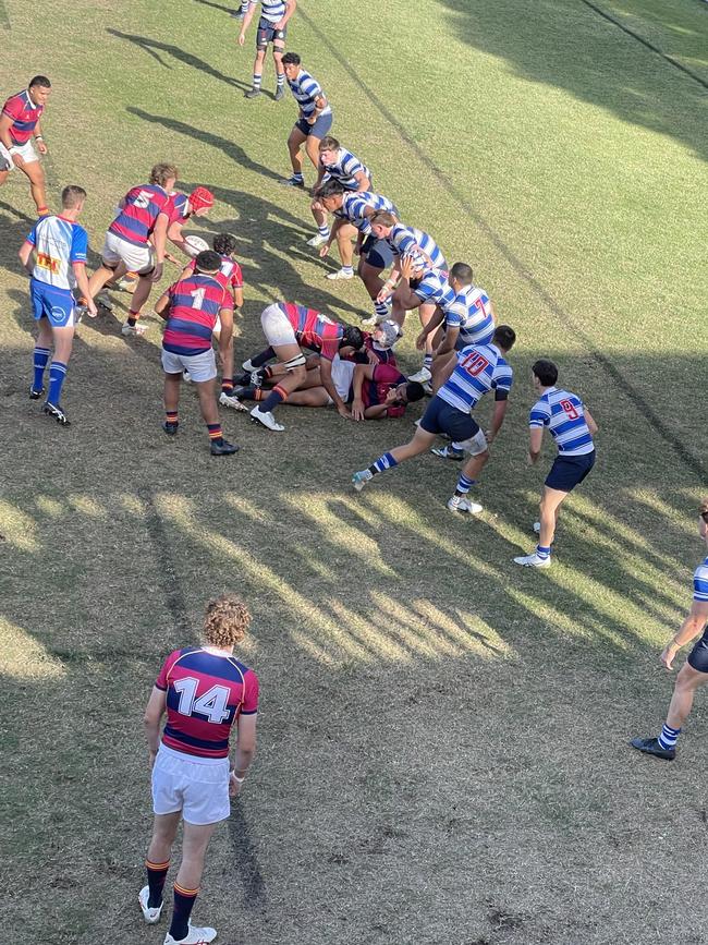 THE Nudgee defensive wall which did very well despite the loss.