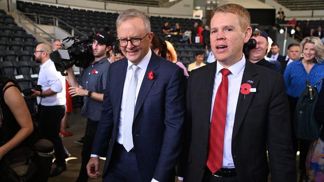 Anthony Albanese and Chris Hipkins after an Australian citizenship ceremony for permanent resident from New Zealand. Picture: Dan Peled / NCA Newswire