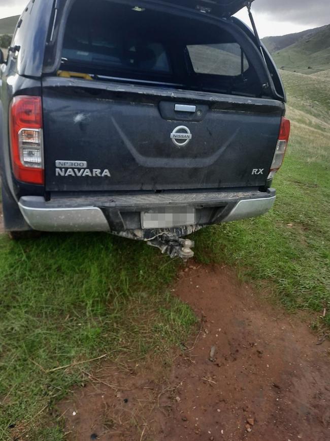 A Nissan Navara, alleged to belong to George Lavrentiadis, photographed at the shack. Picture: Supplied.