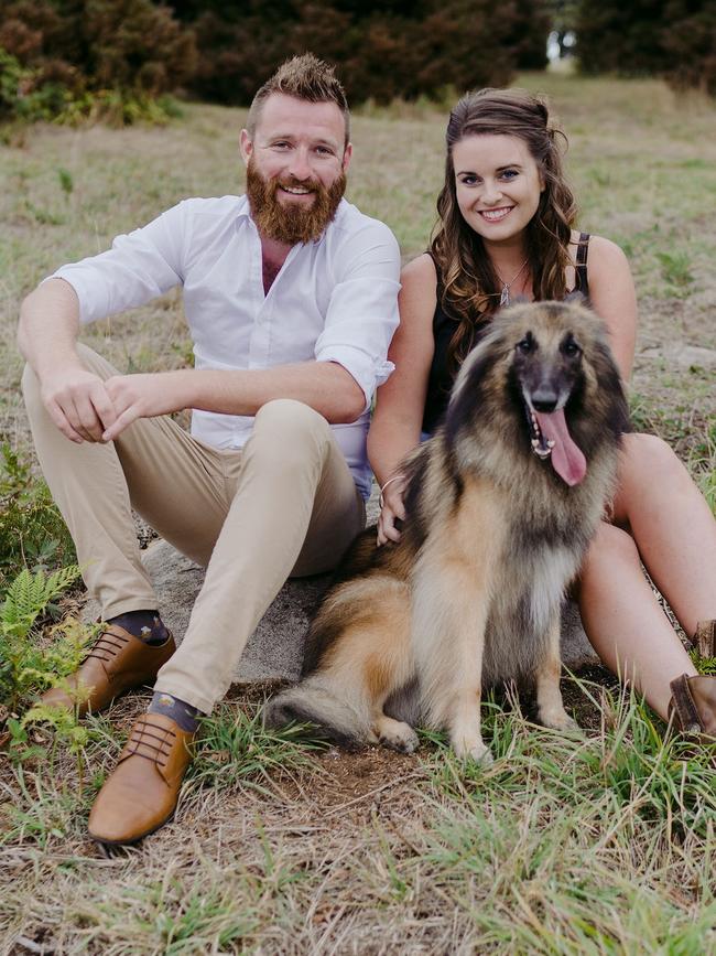 Husband and wife Chris Hayward and Jacinta Fry with Duke.