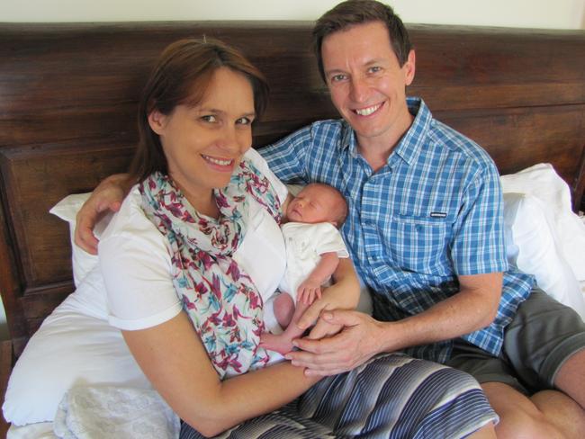 Tasma Walton and Rove McManus with their baby Ruby. She is now four years old.