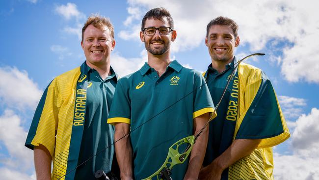 Archers Ryan Tyack, Taylor Worth and David Barnes have been in training for the Tokyo Olympics, but what about community archers? Picture: AAP Image