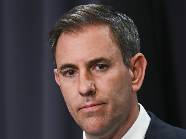 CANBERRA, Australia - NewsWire Photos - October 29, 2024: Federal Treasurer Jim Chalmers holds a press conference on the results of the Covid inquiry at Parliament House in Canberra. Picture: NewsWire / Martin Ollman