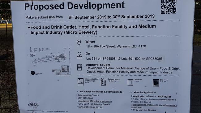 Proposed development sign outside 18 Fox St. Picture: Gillian Smalley