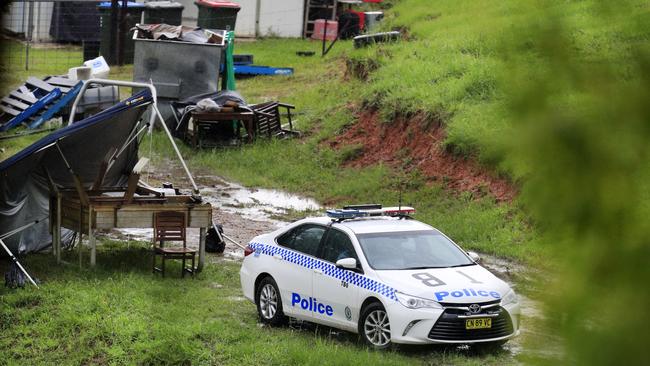 Police at the Cudgera Creek property after teacher Antony Stott’s death. Picture: Scott Powick