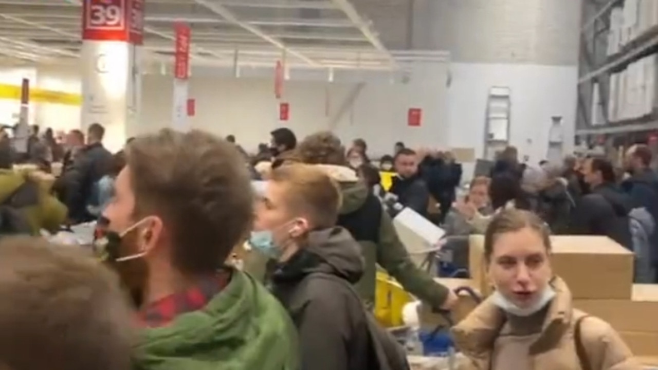 Russians panic buy Ikea furniture a day before the store closes. Picture: Supplied.