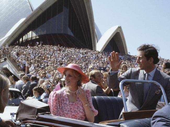 Princess Diana and Prince Charles greet the crowds at the Sydney Opera House, March 1983. Picture: Bryn Colton/Bob Thomas/Popperfoto/Getty Images