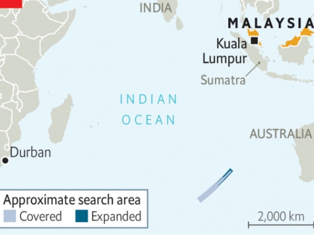 The official MH370 search zone. Supplied