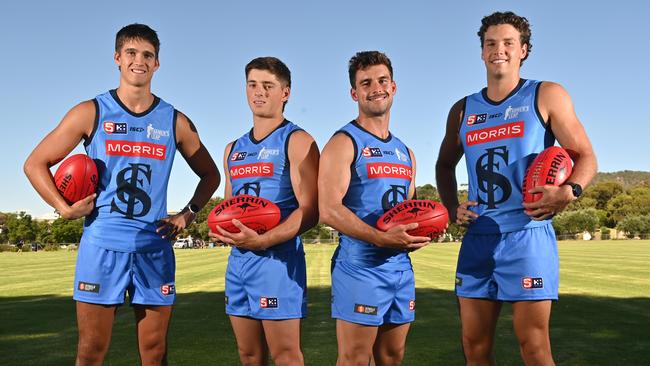 Sturt recruits Flynn Perez, Sam Conforti, Will Snelling and Morgan Ferres. Picture: Keryn Stevens