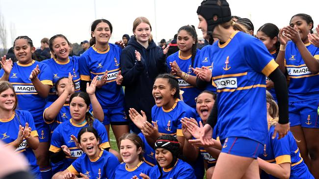 Players after the girls U14s match last year.