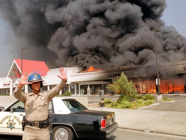 Riots broke out in Los Angeles after a jury acquitted four police officers accused of beating Rodney King. Picture: AFP