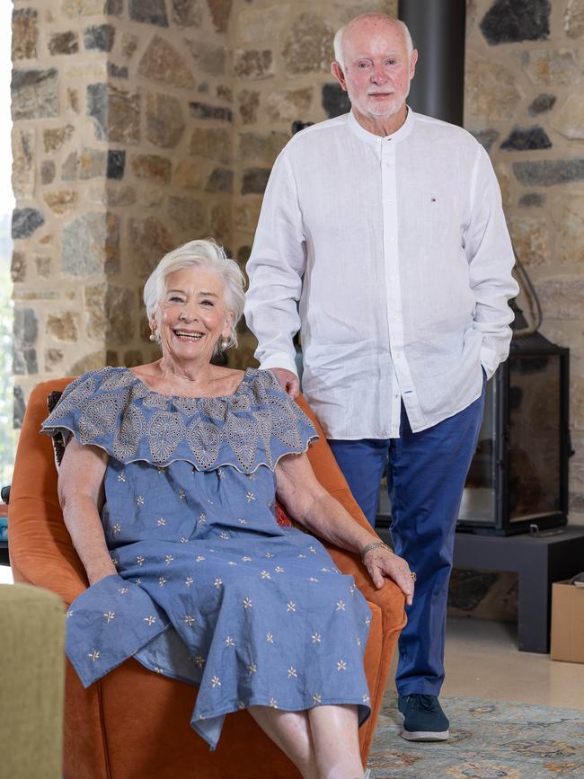 Maggie Beer and her husband, Colin in their home at Vine Vale, in The Barossa Valley SA. Pictured on December 19th 2024. Picture: Ben Clark