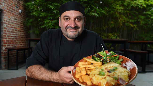 Rosstown Hotel Head chef Vic Gervasi prepares for Parma for the Kids. Picture: Josie Hayden