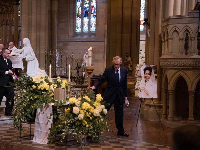 POOL IMAGES  Former NSW Premier Bob Carr at the funeral service for his wife Helena Carr at St MaryÃs Cathedral in Sydney on Nov 14, 2023. Photo: Flavio Brancaleone / The Sydney Morning Herald