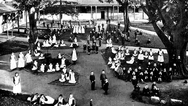 Children and staff in the gardens of Randwick Asylum for Destitute Children, now  Prince of Wales Hospital.