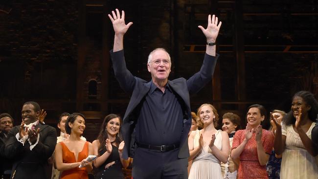 Hamilton biography author Ron Chernow and the cast appear onstage in Los Angeles, California. Picture: AFP