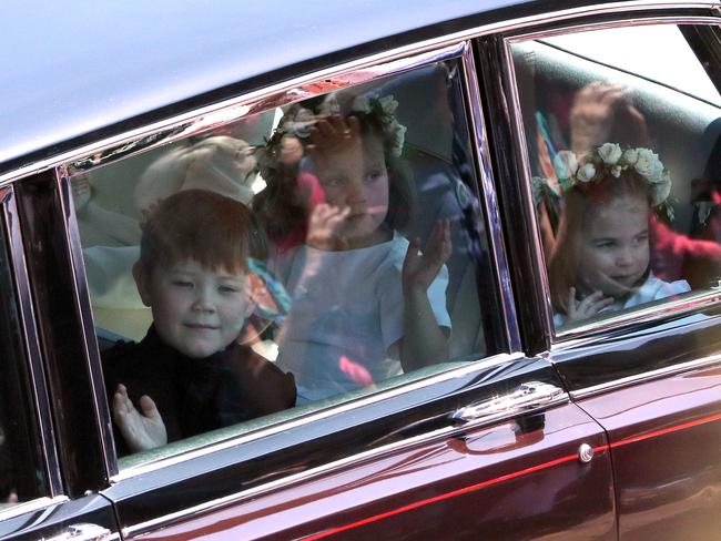 Princess Charlotte (R) and page boy Jasper Dyer. Picture: Andrew Matthews — WPA Pool/Getty Images.