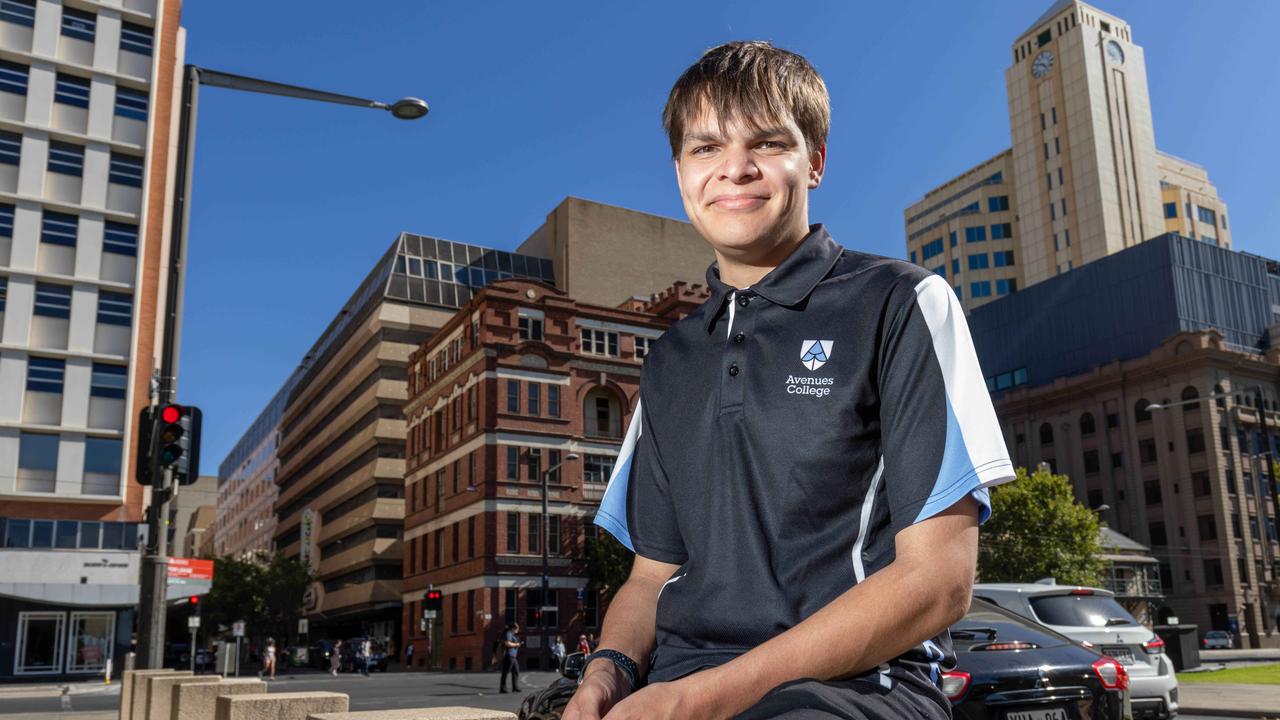 Teen Parliament applicant Denzel James on North Terrace in Adelaide’s CBD. Picture: Ben Clark