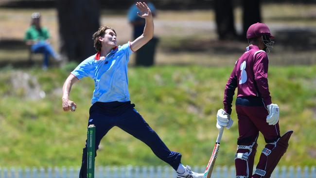 Rafael MacMillan bowling for NSW U19 last season. Picture: Cricket Australia.