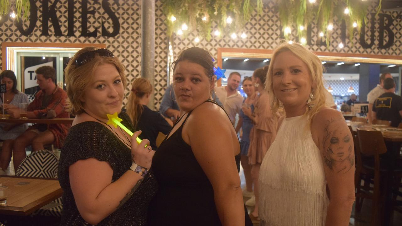 Zoe C and Magda B from Jubilee Pocket with Ally Thomson from Proserpine celebrated New Year at the Airlie Beach Hotel. Picture: Laura Thomas