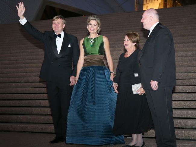 King Willem-Alexander and Queen Maxima with Governor-General Peter Cosgrove and his wife Lady Cosgrove. Picture: David Moir/Getty Images