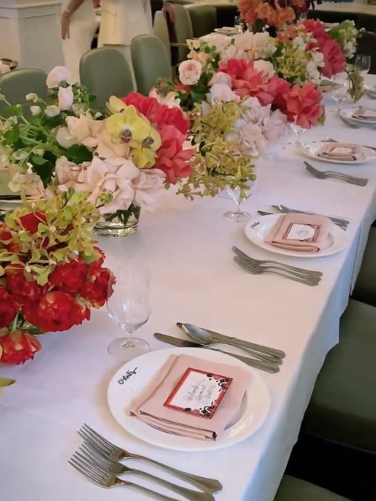 Tables decorated at the wedding reception. Picture: Instagram