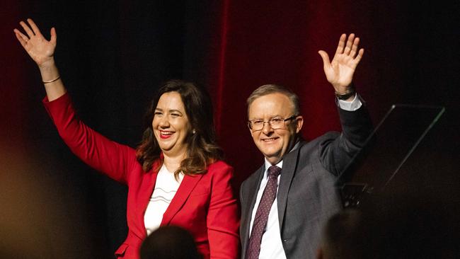 Queensland Premier Annastacia Palaszczuk and federal Labor leader Anthony Albanese. Picture: Richard Walker