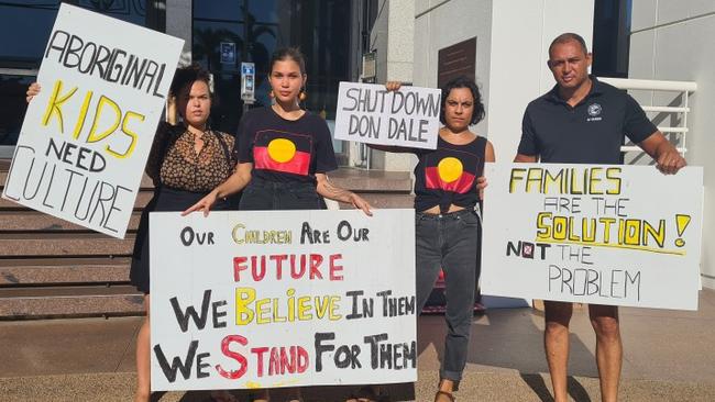 Youth justice advocacy groups have protested against the Government's proposed changes to the Youth Justice Legislation out the front of Parliament House today. Picture: Thomas Morgan