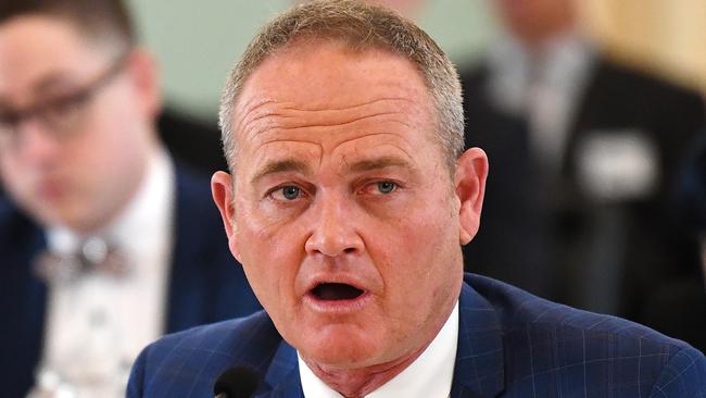 Director General of the Department of Justice and Attorney-general David Mackie speaks at a budget estimates hearing at Parliament House in Brisbane, Friday, July 26, 2019. (AAP Image/Dan Peled) NO ARCHIVING