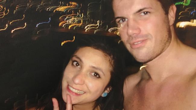 Gable Tostee and Warriena Wright inside his 14th floor Surfers Paradise apartment just hours before the New Zealand tourist plummeted to her death from the balcony on August 8, 2014. Picture: AAP Image/Supplied by Queensland Supreme Court