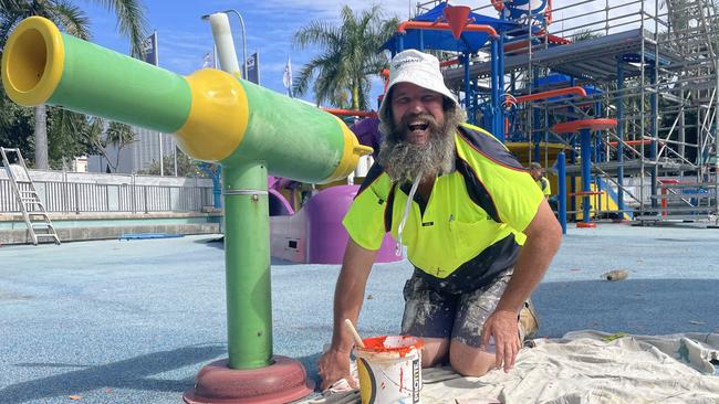 The Brilliant Group painter Malcolm Reynolds works at The Strand waterpark. Picture: Chris Burns