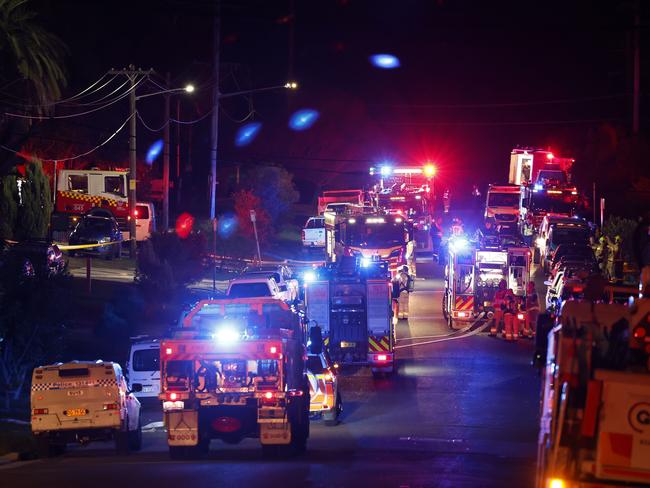 DAILY TELEGRAPH JULY 12, 2024. A storage facility in Kirrawee in the Sutherland Shire has burst into flames with dozens of fire and rescue personnel on the scene. Picture: Jonathan Ng